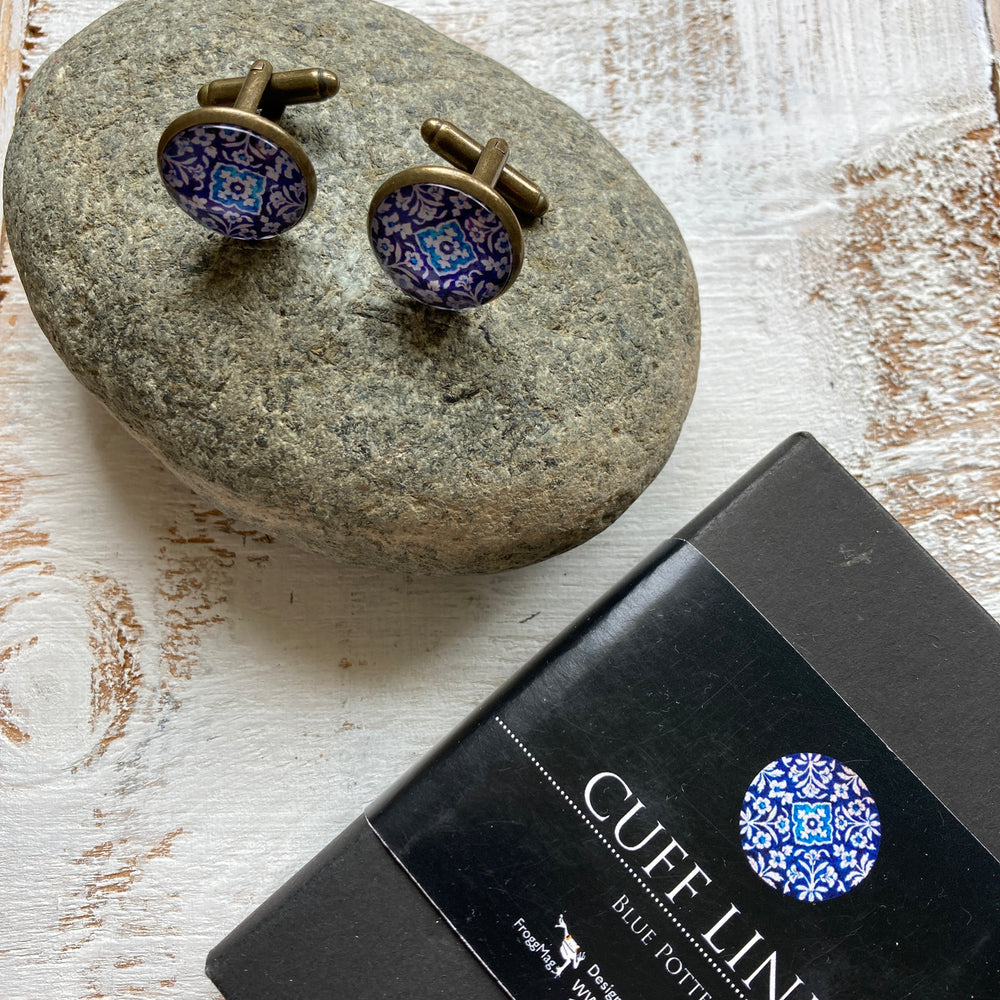 Cuff Links - Blue Pottery