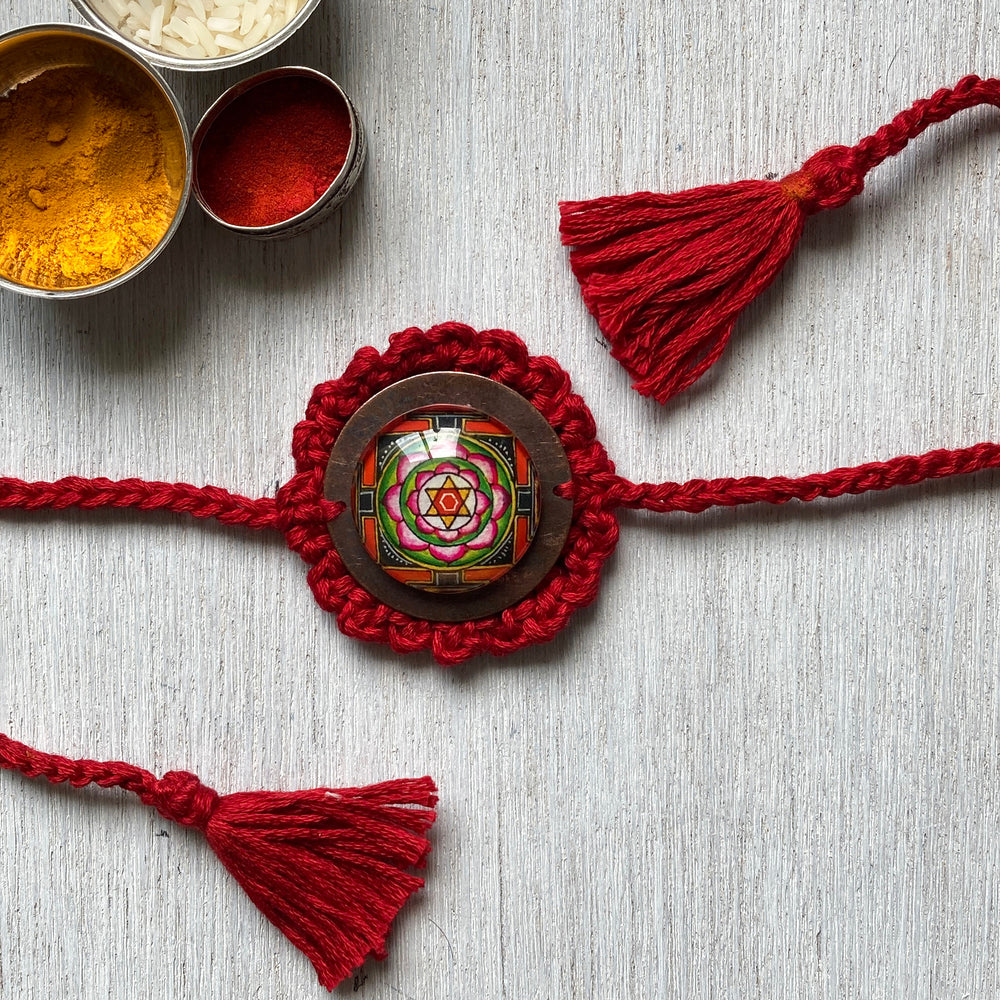 
                
                    Load image into Gallery viewer, Rakhi - Mandala Crochet - Red
                
            