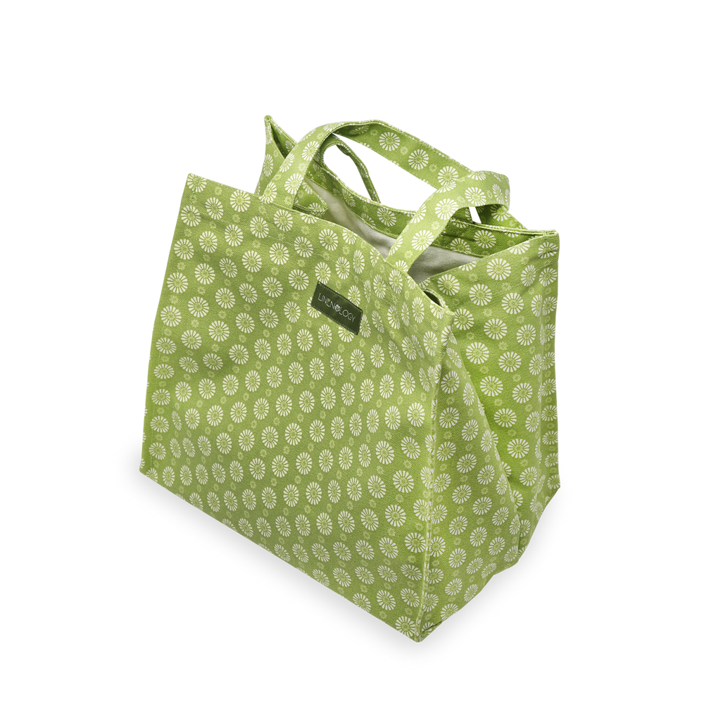 
                
                    Load image into Gallery viewer, Tall Acrylic Coated Lunch Bag - Geo Lime
                
            