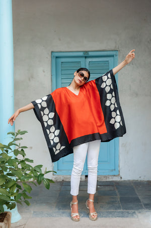 
                
                    Load image into Gallery viewer, &amp;#39;Narangi Phool&amp;#39; (Orange Flower) Eri Peace Silk Kimono
                
            