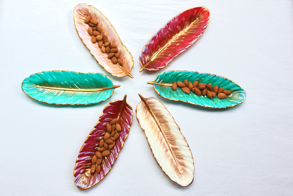 Feather Resin Trinket Tray - Red
