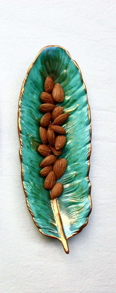 Feather Resin Trinket Tray - Turquoise Blue