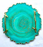 12" Agate Slice Resin Tray - Turqouise Blue