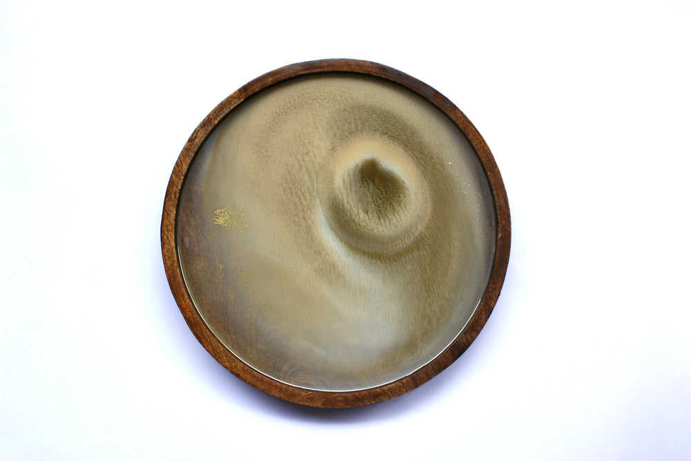 Solid Wood Round Resin Tray - Sand 3
