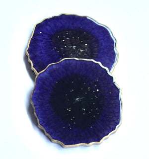 
                
                    Load image into Gallery viewer, Set Of 4 Agate Slice Resin Coaster - Purple
                
            