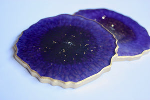 
                
                    Load image into Gallery viewer, Set Of 4 Agate Slice Resin Coaster - Purple
                
            