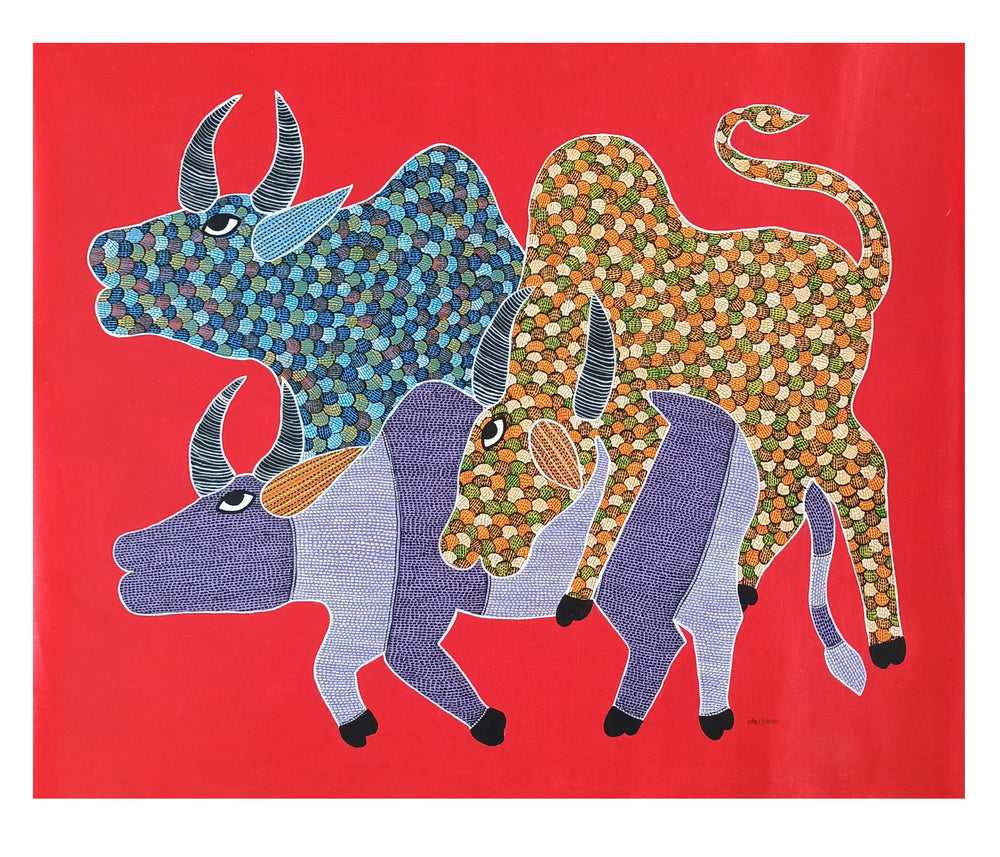 Gond : Two bulls,one cow