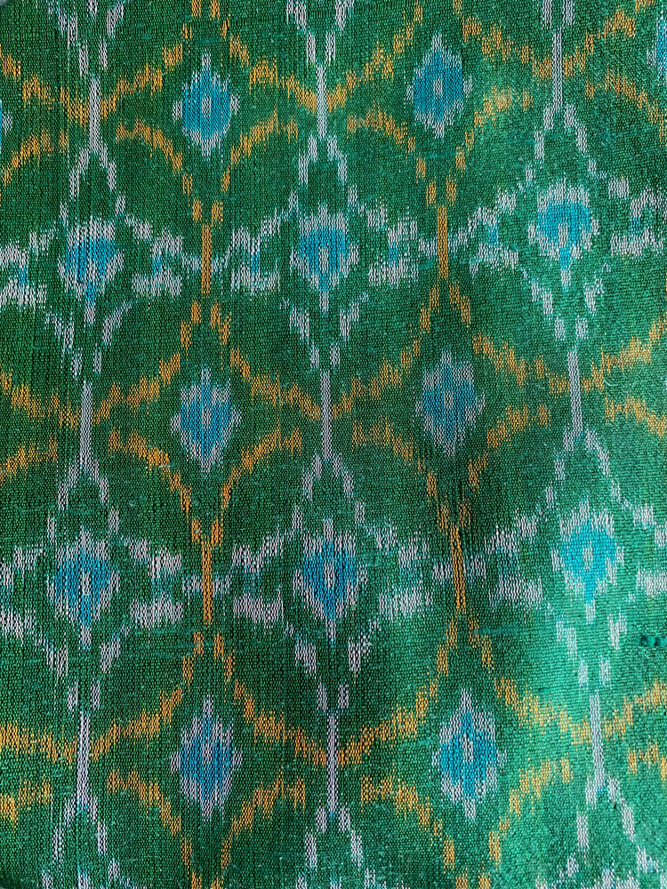 
                
                    Load image into Gallery viewer, Indian Jacket - Green Ripple (Raw Silk Ikat)
                
            