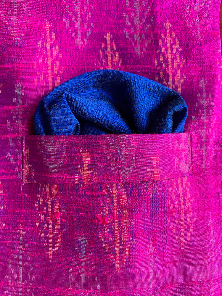 
                
                    Load image into Gallery viewer, Indian Jacket - Magenta Tree (Raw Silk Ikat)
                
            