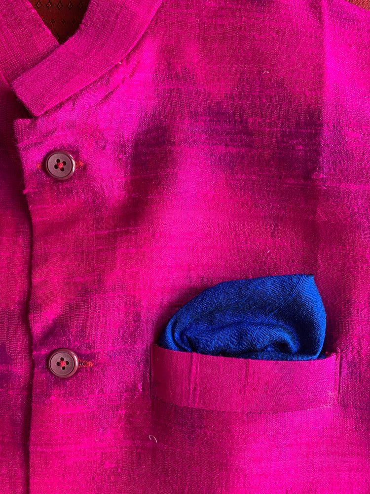 Indian Jacket - Magenta Wash (Raw Silk Ikat)