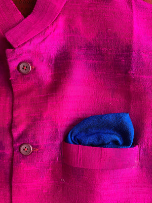 
                
                    Load image into Gallery viewer, Indian Jacket - Magenta Wash (Raw Silk Ikat)
                
            