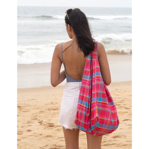 
                
                    Load image into Gallery viewer, Beach Bag - Manic Madras - Red
                
            