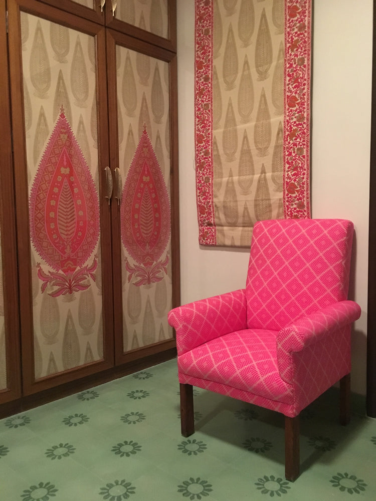 
                
                    Load image into Gallery viewer, Ashoka Panel - Pink, Orange and Gold on Khaki
                
            