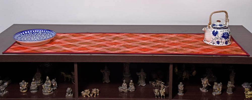 
                
                    Load image into Gallery viewer, Table Runner Ikat in Orange (Silk)
                
            