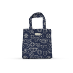 Tall Acrylic Coated Lunch Bag - Cup & Saucer - Navy