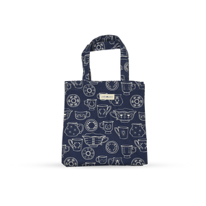Tall Acrylic Coated Lunch Bag - Cup & Saucer - Navy