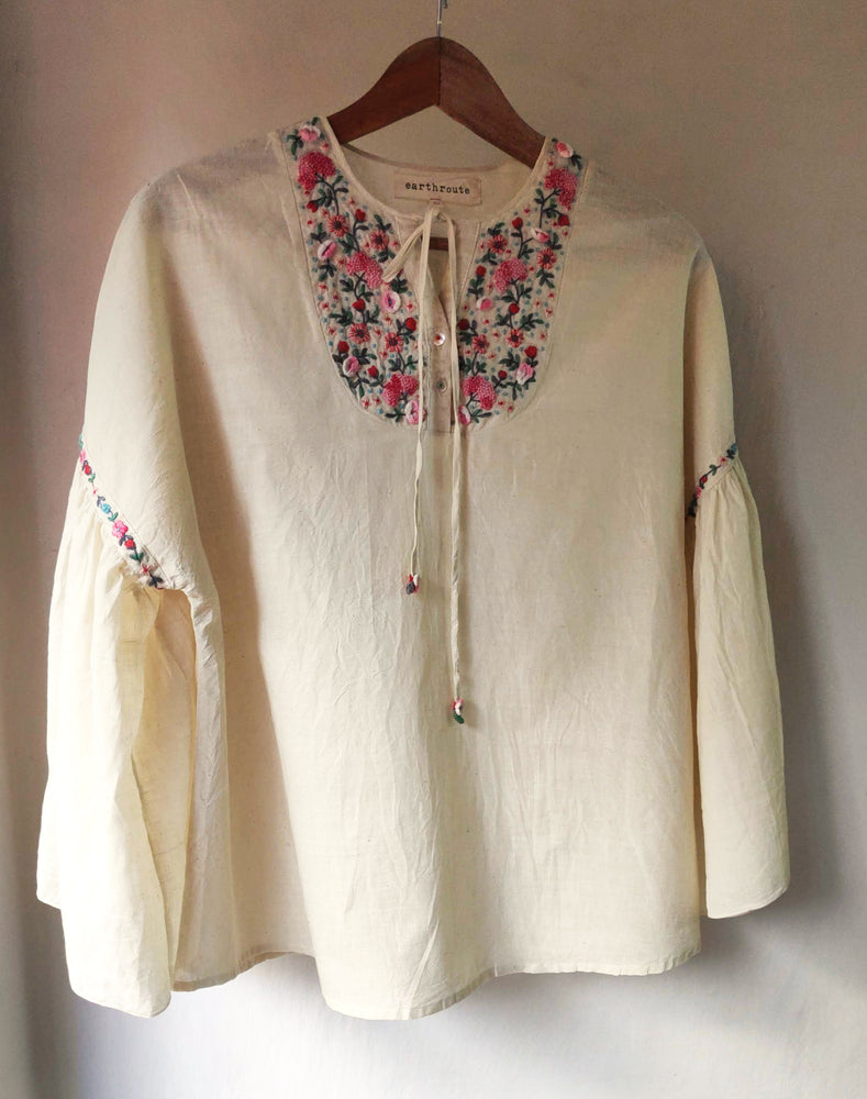 Madhu Flared Tunic - hand embroidered on handwoven cotton