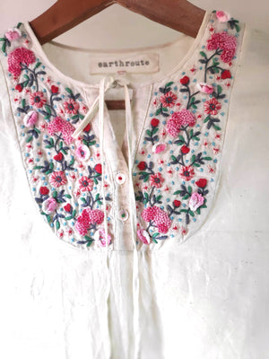 Madhu Flared Tunic - hand embroidered on handwoven cotton