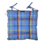 Chair Pad with Ties - Manic Madras - Blue