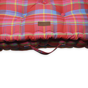 Acrylic Coated Floor Cushion - Manic Madras - Red