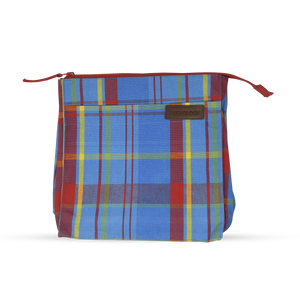 
                
                    Load image into Gallery viewer, Wash Bag Tall - Manic Madras - Blue
                
            