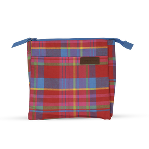 Wash Bag Tall - Manic Madras - Red