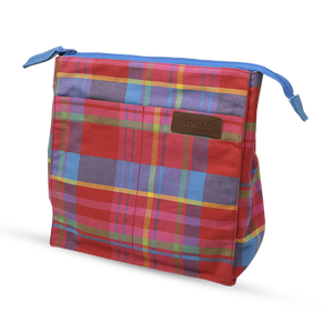 Wash Bag Tall - Manic Madras - Red