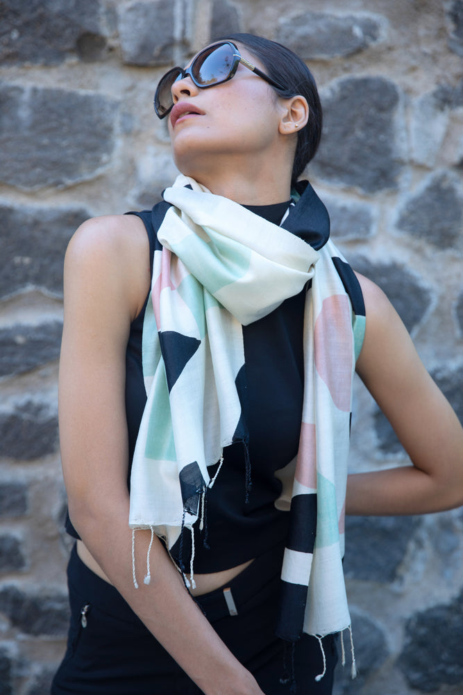 
                
                    Load image into Gallery viewer, &amp;#39;Salmon Maze&amp;#39; Peace Silk Scarf
                
            