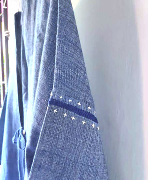 
                
                    Load image into Gallery viewer, Neel Natural Indigo Kimono Jacket in handspun and handwoven cotton
                
            