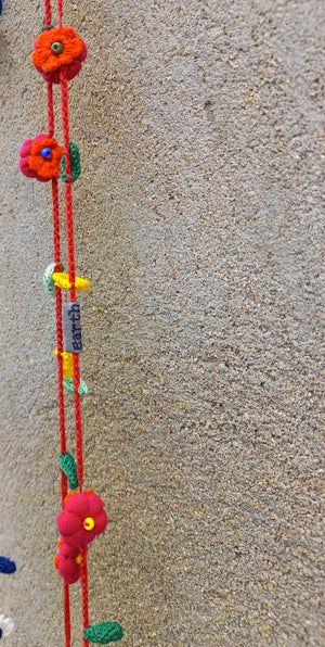 
                
                    Load image into Gallery viewer, Handmade Neckpiece with Upcycled Textile and Crochet
                
            