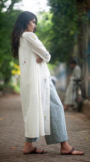 Reverie Cape - hand embroidered on handwoven cotton self check