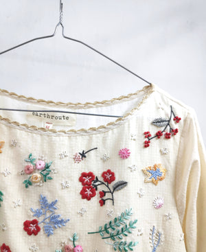 Rosa Tiered Dress- hand embroidered on handwoven cotton self check