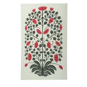 Lotus Tree of Life Panel -Red /Black on White