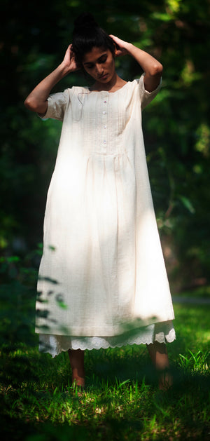 Swan Dress in naturally grown hand spun and handwoven desi cotton