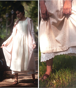 Swan Dress in naturally grown hand spun and handwoven desi cotton
