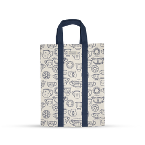 Shopping Bag with Webbing Handle - Cup & Saucer - Cream