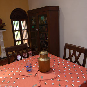 Acrylic Coated Table Cloth - Sparrows - Burnt Chilli