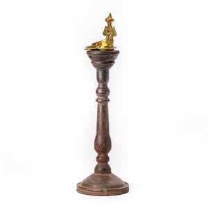 Vintage Wooden Circular Lamp Stand