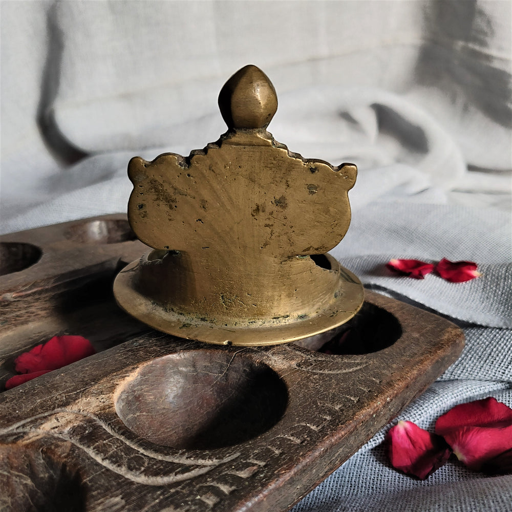 Vintage Brass Vishnu Lotus Lamp
