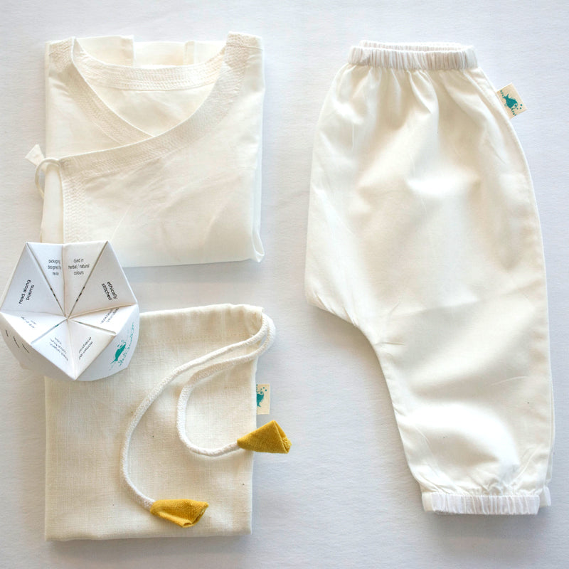 Unisex Organic Essential White Angarakha Top + Pants