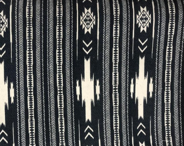 Tribal Aztec - Grey and White Woven Fabric (Reversible)