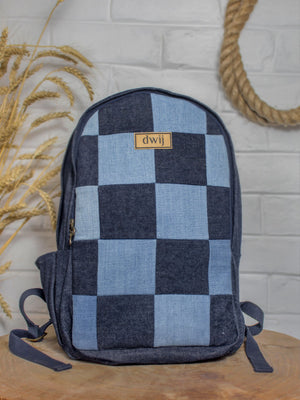 
                
                    Load image into Gallery viewer, Upcycled Classic Denim &amp;amp; Felt Backpack
                
            