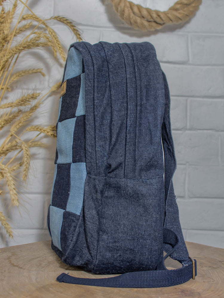 
                
                    Load image into Gallery viewer, Upcycled Classic Denim &amp;amp; Felt Backpack
                
            
