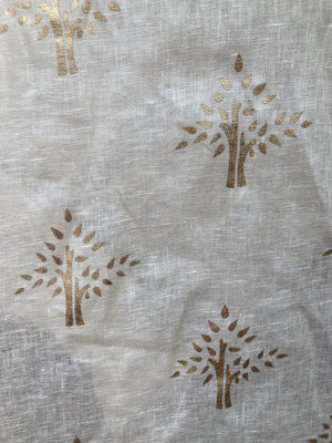 Banyan Tree - Gold on White Linen