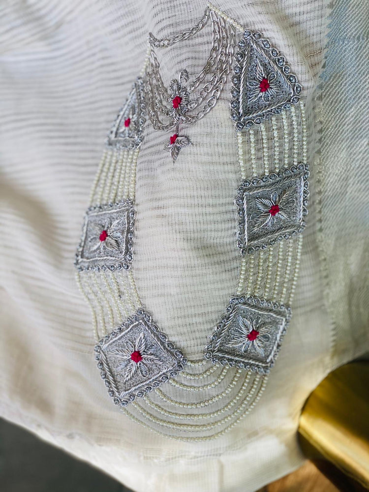 White Mangalgiri Hand Woven Cotton Saree